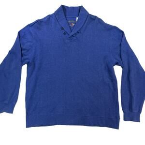Orvis Vintage Cotton Shawl Collar Pullover Sweatshirt Blue Men's XL Heritage